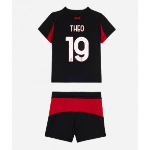 AC Milan Theo Hernandez #19 Primera Equipación Niños 2025-26 Manga Corta (+ Pantalones cortos)
